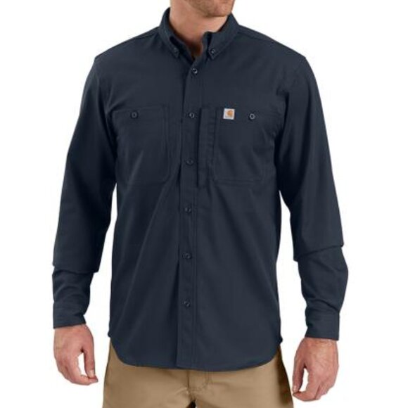 Carhartt • Men’s Rugged Flex Rigby Long-Sleeve Shirt • Medium • Navy - Picture 1 of 9